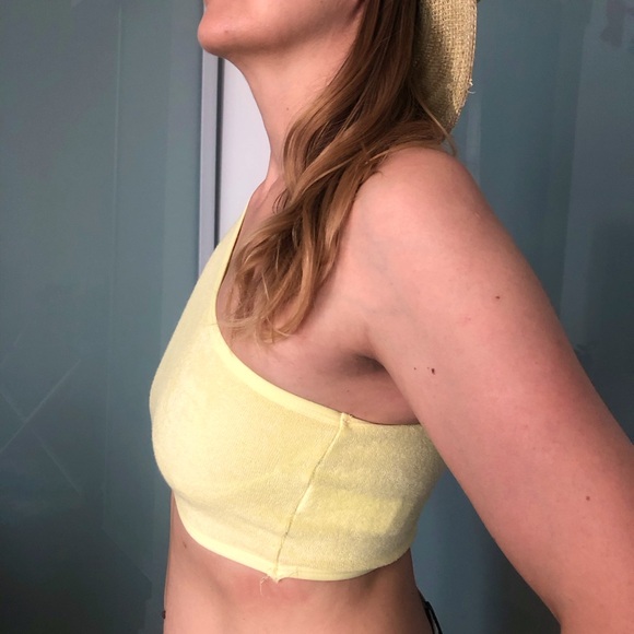 Zara Yellow Top Made of Flocked Cotton - Picture 2 of 8